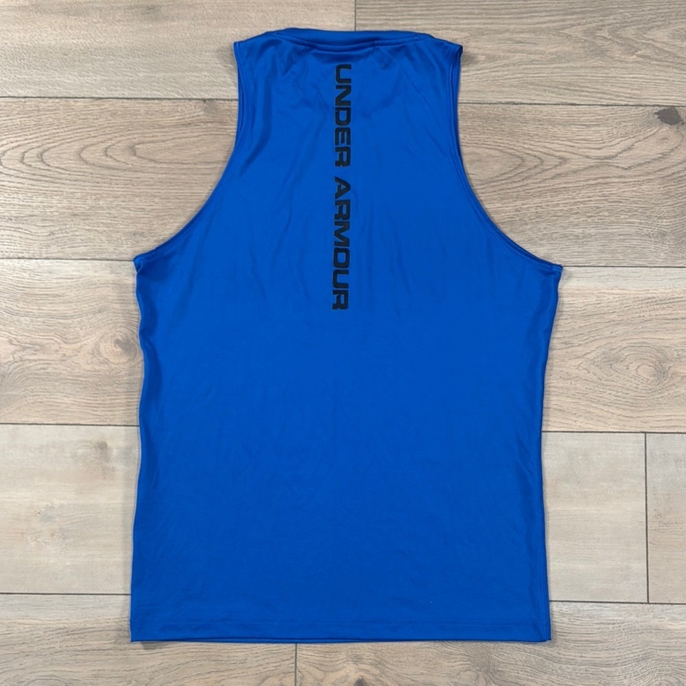 Under Armour Men's Blue and Black Tank Top with Basketball Logo - Picture 5 of 8